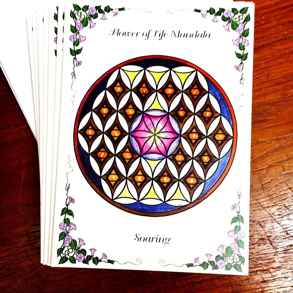 Blank Note Cards Soaring Flower of Life Mandala Pkg 10